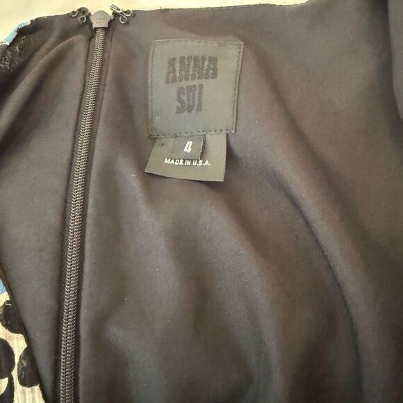 Anthropologie Blueflower Silk Swing Dress by Anna Sui Blue Motif-jj11 - Picture 8 of 9